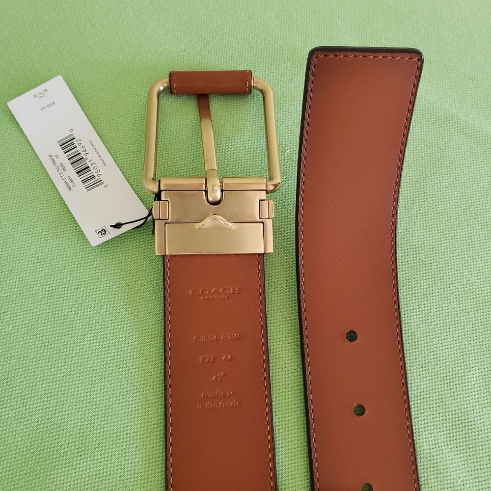 COACH ROLLER BUCKLE CUT-TO-SIZE REVERSIBLE BELT RAINBOW SIGNATURE:NWT PRIDE - Picture 9 of 9